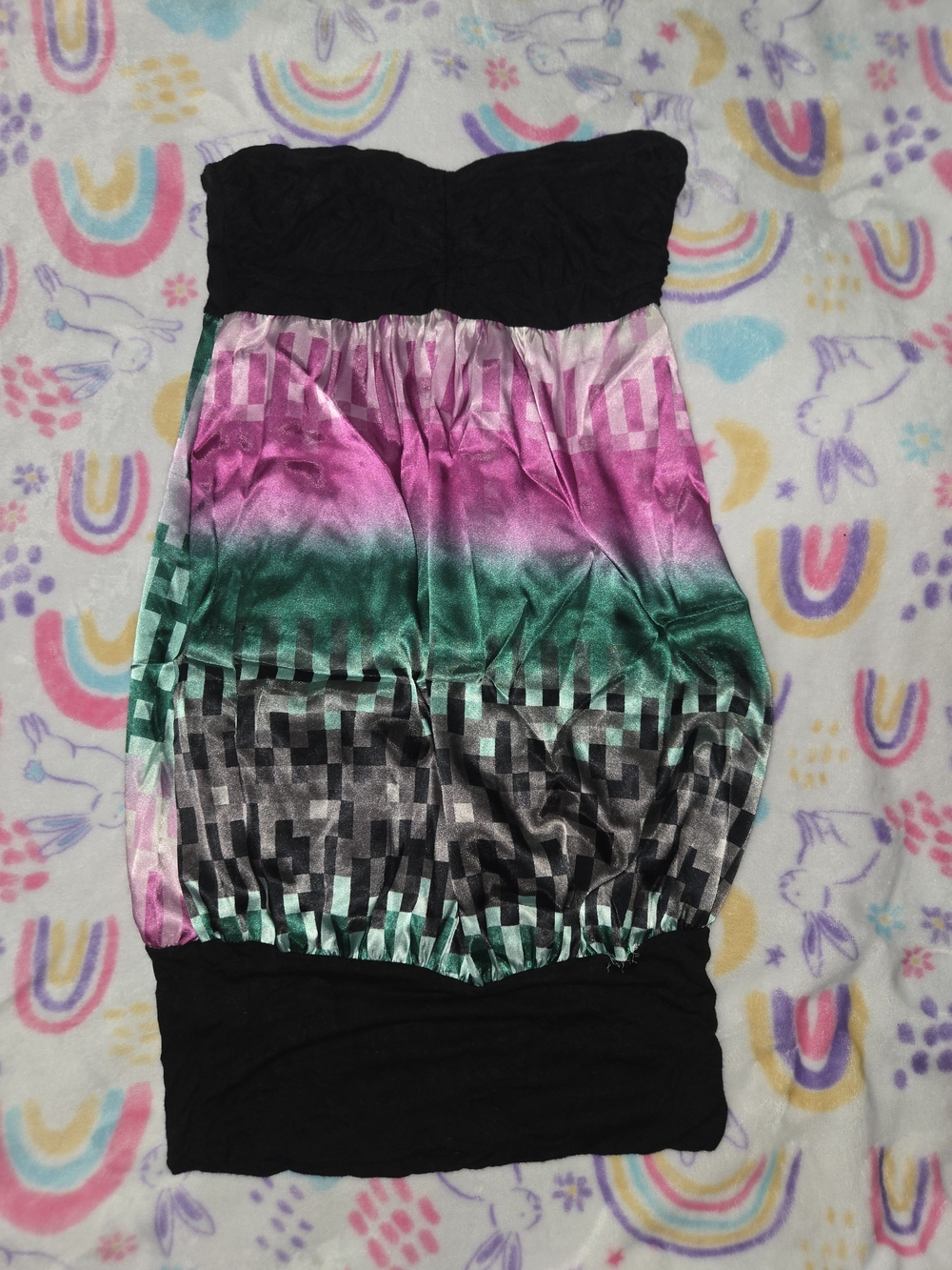 Misopè Vintage Y2K Mini Dress Geometric Purple Green Black Womens Small